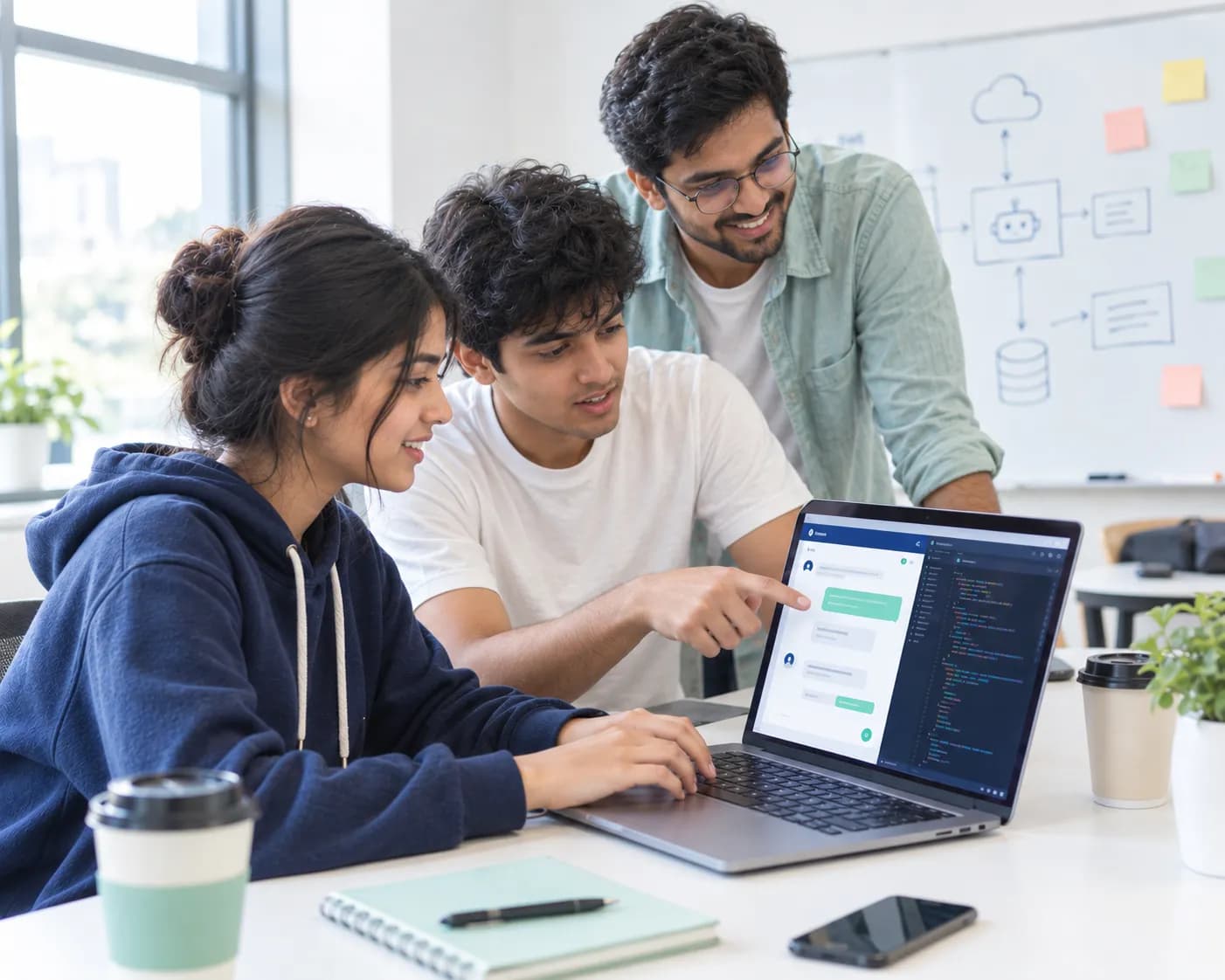 Engineers collaborating on rapid prototyping